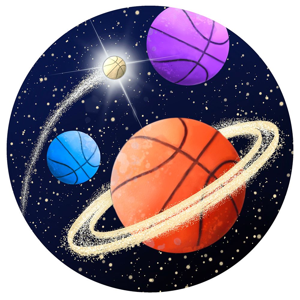 Basketball Space Planets art print by Matthew Piotrowicz for $57.95 CAD