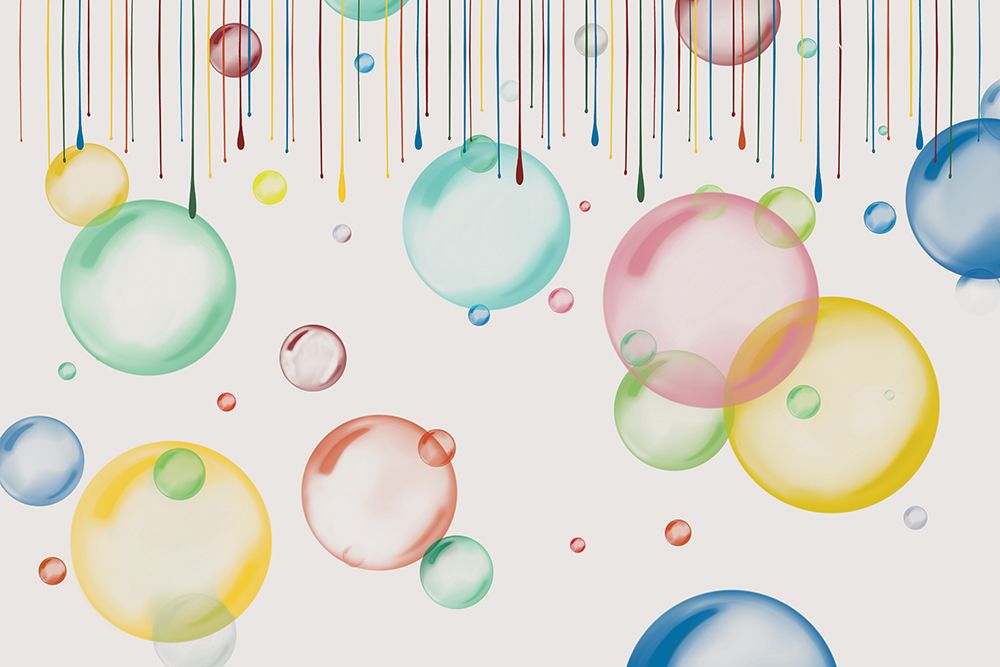 Paint Drips And Colored Bubbles On White art print by Renel Peters for $57.95 CAD