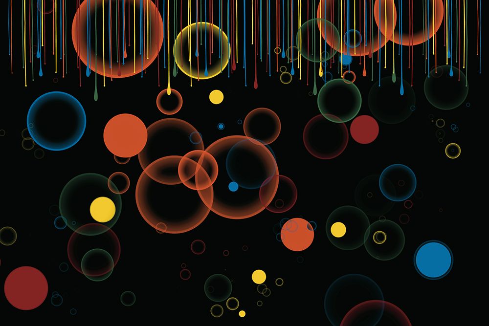 Paint Drips And Circles On Black art print by Renel Peters for $57.95 CAD