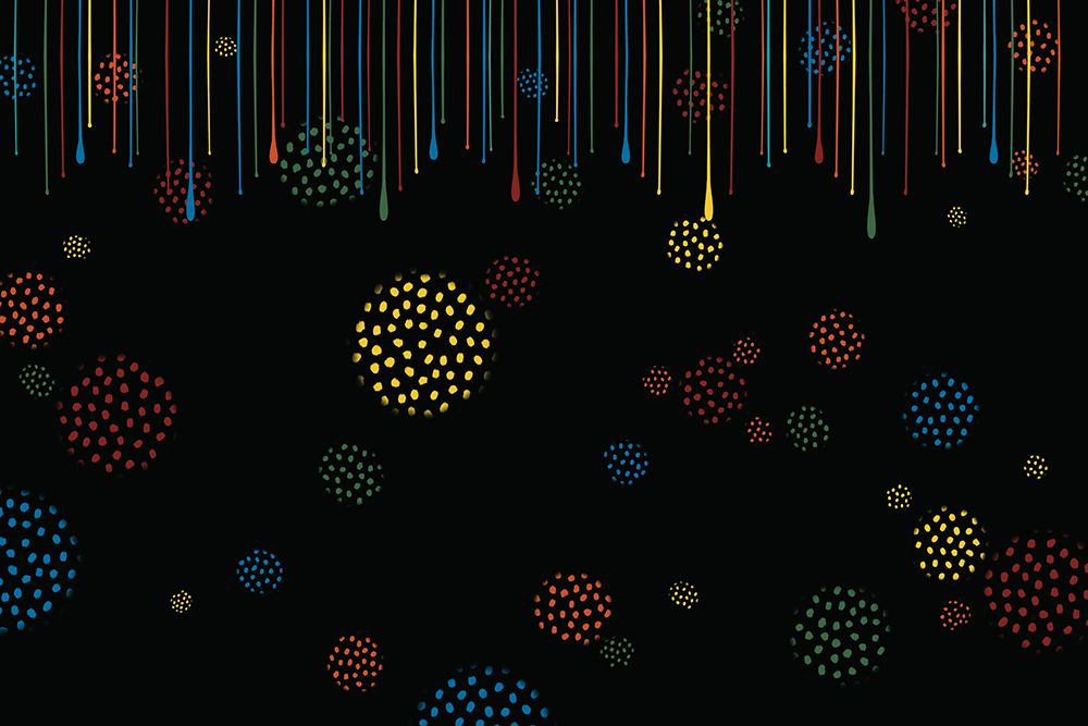 Paint Drips And Polka Dots On Black art print by Renel Peters for $57.95 CAD