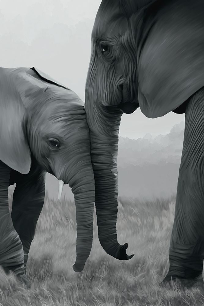 Elephants Enjoying Closeness art print by Renel Peters for $57.95 CAD