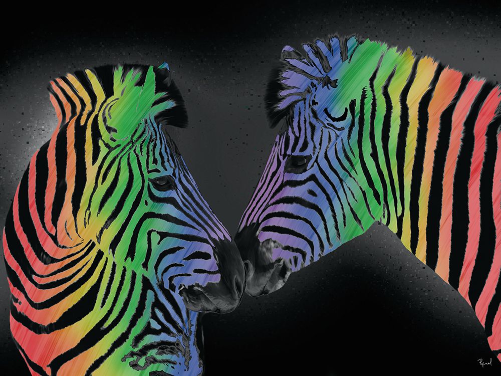 Pair Of Zebras In Rainbow art print by Renel Peters for $57.95 CAD