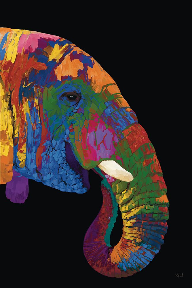 African Elephant In Full Color On Black art print by Renel Peters for $57.95 CAD