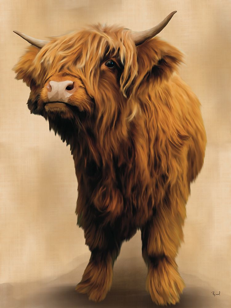 Mini_Highland Cow Neutral Background art print by Renel Peters for $57.95 CAD