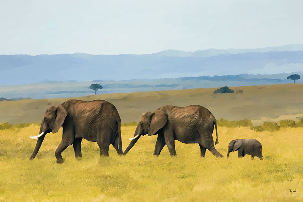 Elephants In The Grassland art print by Renel Peters for $57.95 CAD