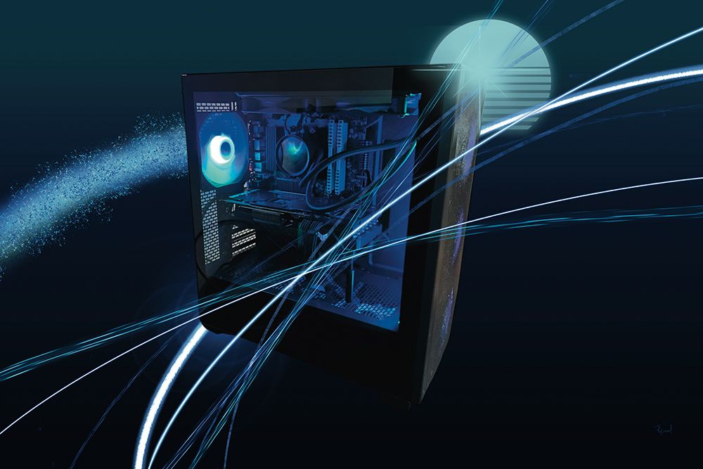 Gaming Computer Blue art print by Renel Peters for $57.95 CAD