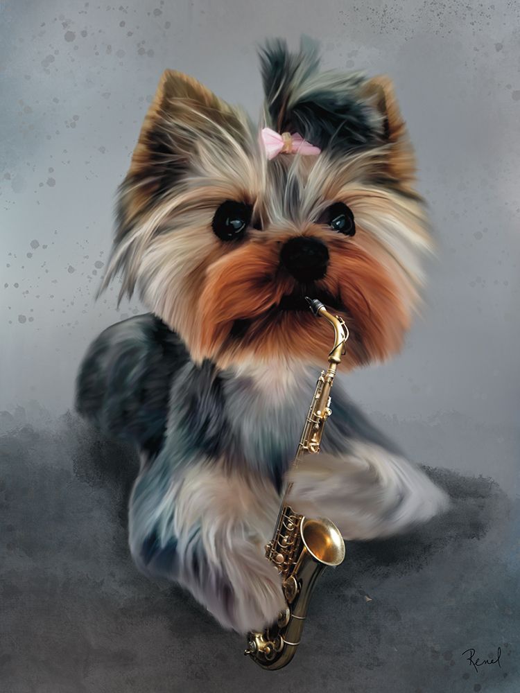 Canine Band Saxophone art print by Renel Peters for $57.95 CAD