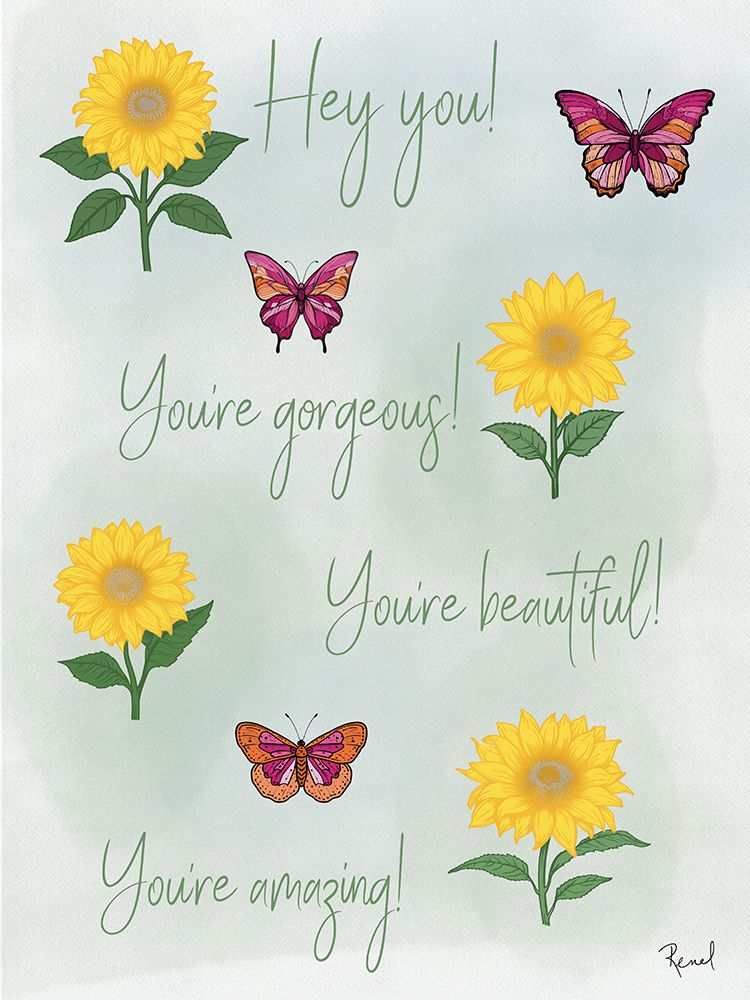 Sunflowers And Butterflies art print by Renel Peters for $57.95 CAD