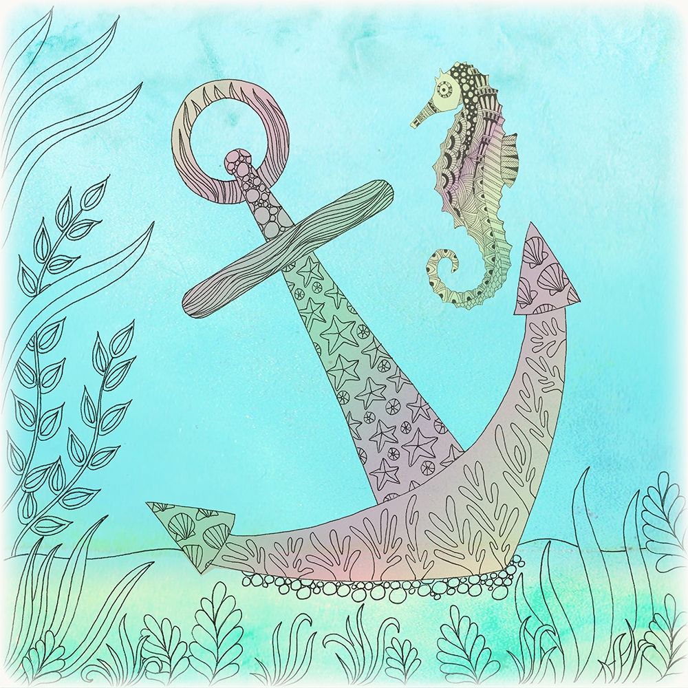 Anchored Seahorse art print by Pam Varacek for $57.95 CAD