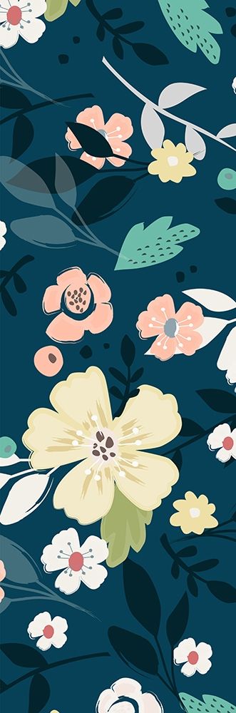 Folksy Floral Scatter BLueandGrey art print by Candace Allen for $57.95 CAD