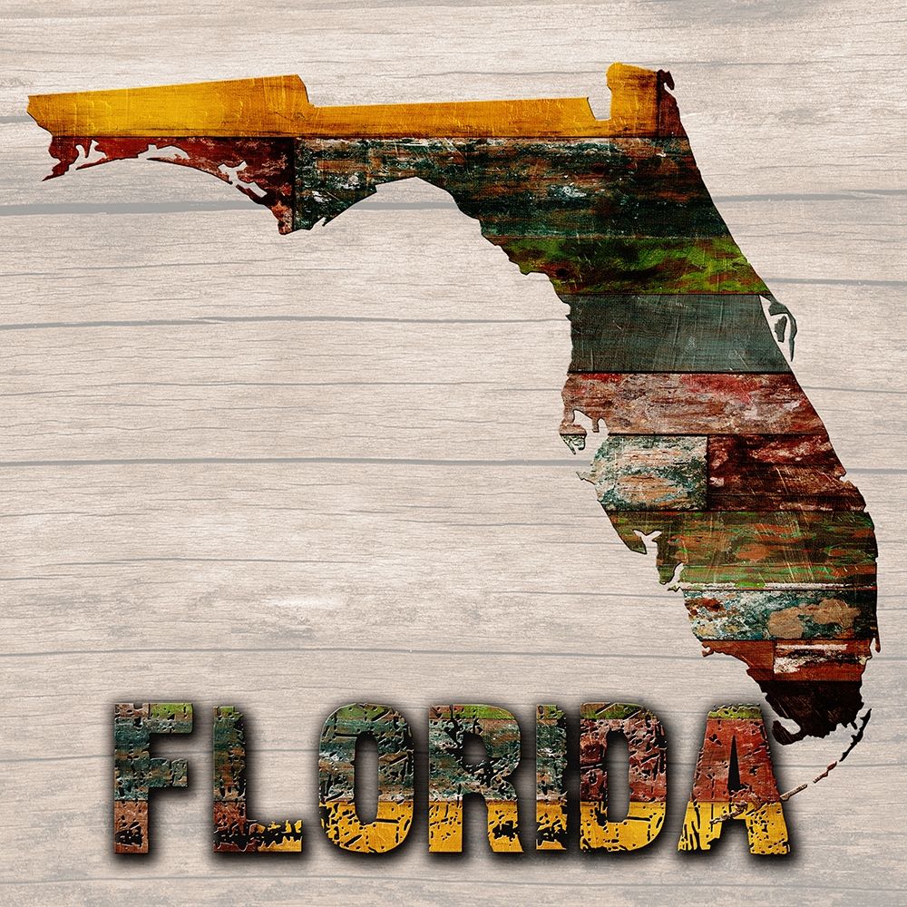 Florida Wooden Map art print by Sheldon Lewis for $57.95 CAD