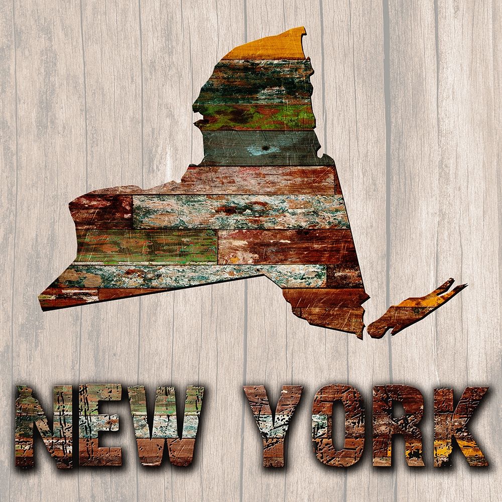 New York Wooden Map art print by Sheldon Lewis for $57.95 CAD