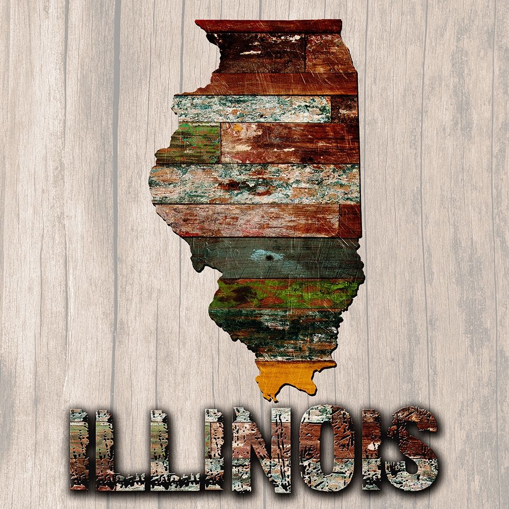 Illionis Wooden Map art print by Sheldon Lewis for $57.95 CAD