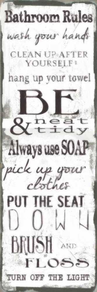 Bathroom Rules White Black art print by Taylor Greene for $57.95 CAD