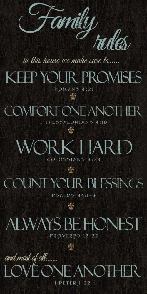 FAMILY RULES SCRIPTURES BLUE art print by Taylor Greene for $57.95 CAD