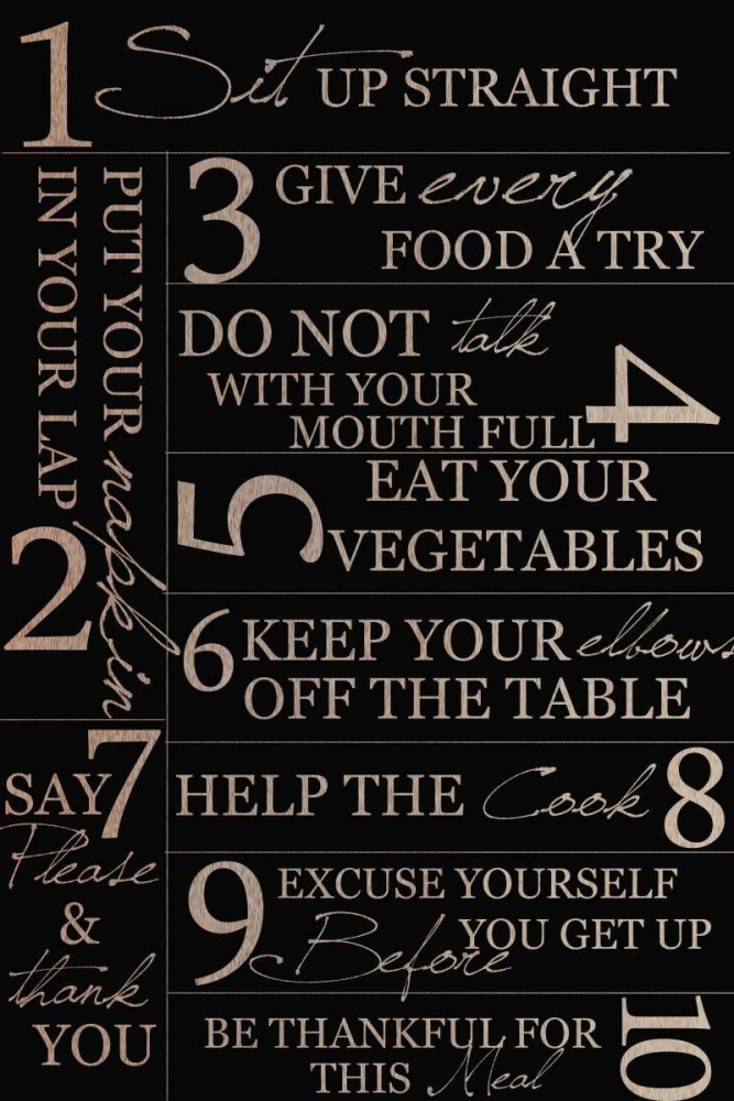 KITCHEN RULES On Black With Wood art print by Taylor Greene for $57.95 CAD