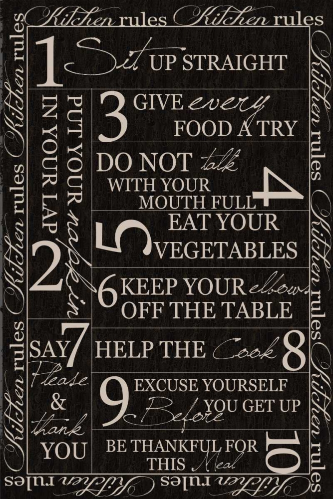 Kitchen Rules blk Border art print by Taylor Greene for $57.95 CAD