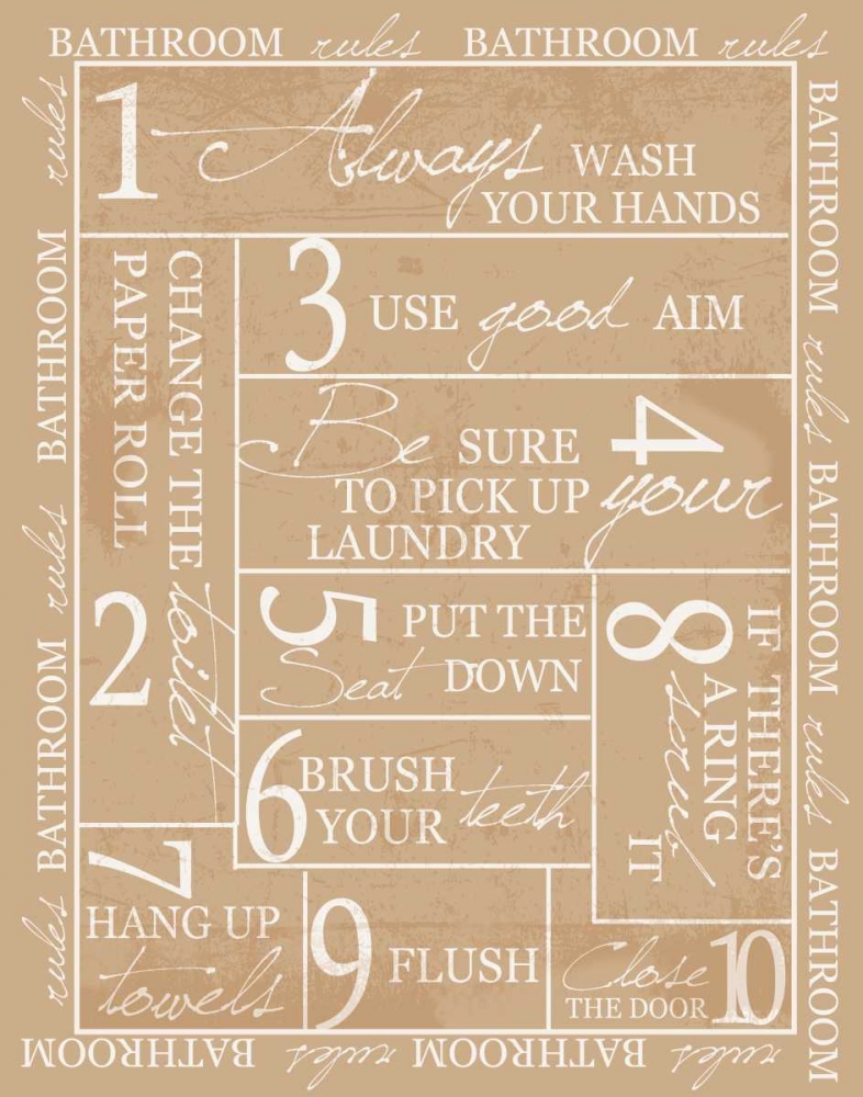BATHRROM RULES WITH BORDER art print by Taylor Greene for $57.95 CAD