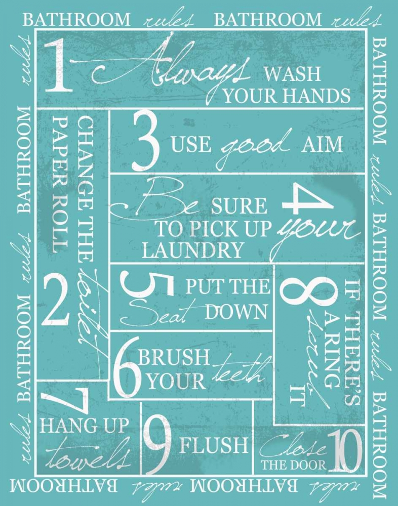 BATHRROM RULES WITH BORDER art print by Taylor Greene for $57.95 CAD