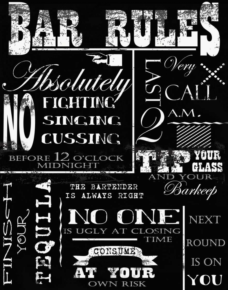 BAR RULES art print by Taylor Greene for $57.95 CAD