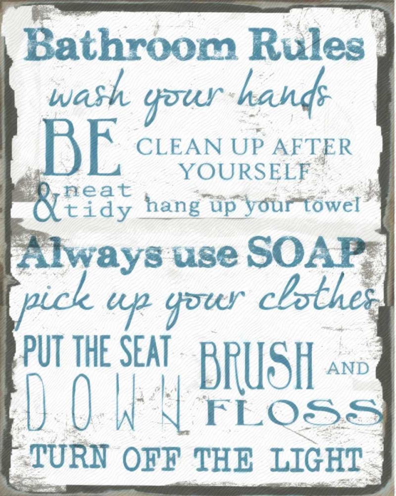 BATHROOM RULES WHITE art print by Taylor Greene for $57.95 CAD