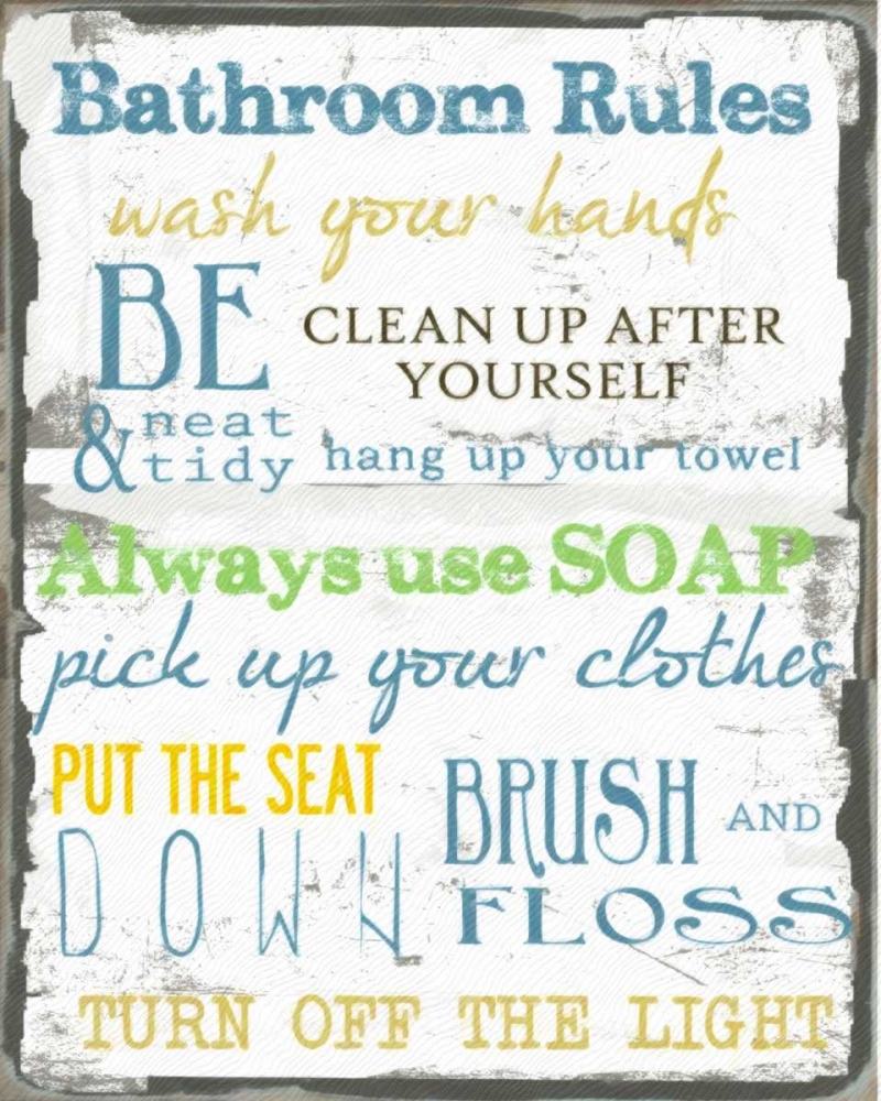 BATHROOM RULES MULTI art print by Taylor Greene for $57.95 CAD