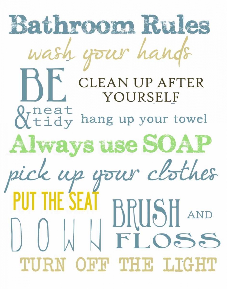 BATHROOM RULES MULTI art print by Taylor Greene for $57.95 CAD
