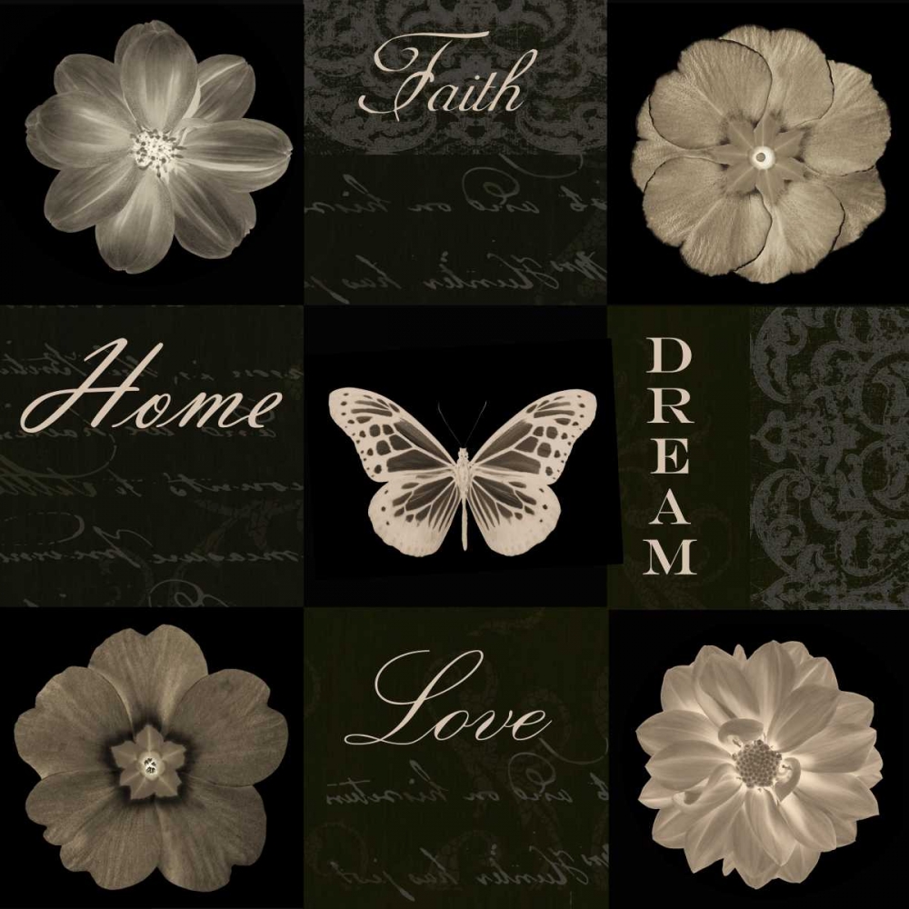 Sepia Floral 9 Patch I art print by Taylor Greene for $57.95 CAD