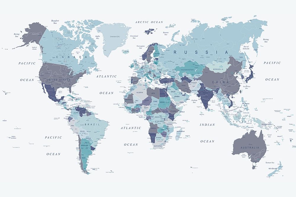World Map Blue 1 art print by Urban Epiphany for $57.95 CAD