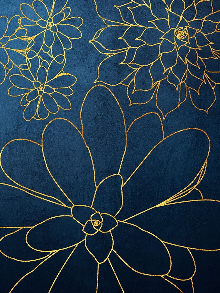 Navy Gold Succulent 2 art print by Urban Epiphany for $57.95 CAD