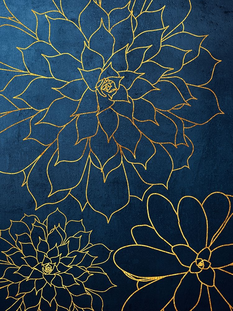 Navy Gold Succulent 3 art print by Urban Epiphany for $57.95 CAD