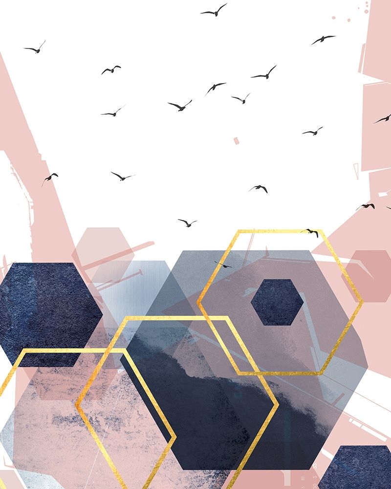 Abstract Navy Blush Gold 2 art print by Urban Epiphany for $57.95 CAD