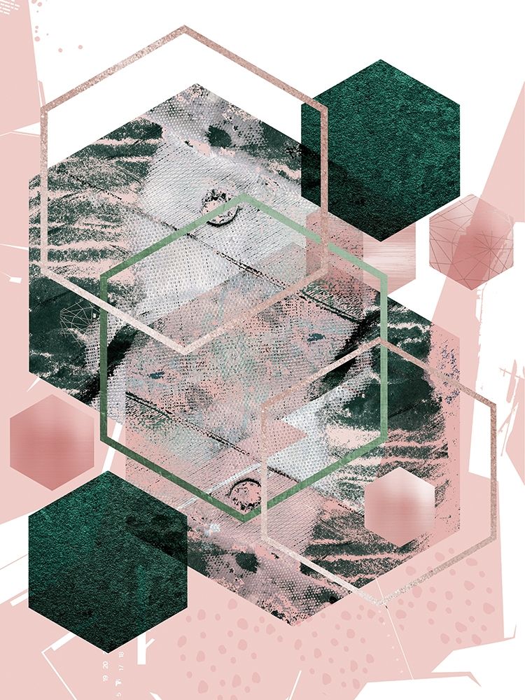 Pink Green Geo Hex art print by Urban Epiphany for $57.95 CAD