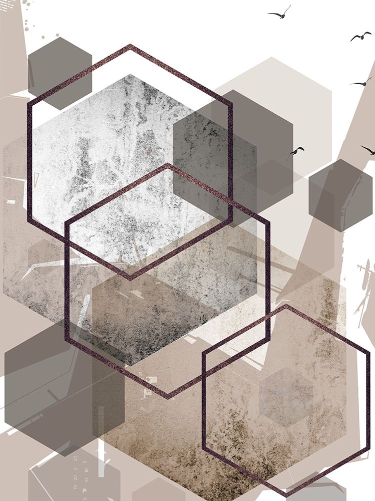 Abstract Hexagons Beige art print by Urban Epiphany for $57.95 CAD
