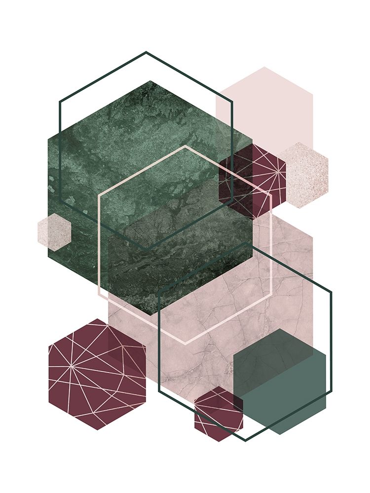 Cranberry Green Blush GEO 2 art print by Urban Epiphany for $57.95 CAD