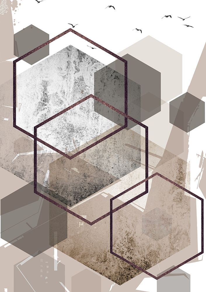 Abstract Hexagons Beige 1 art print by Urban Epiphany for $57.95 CAD