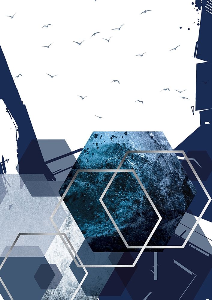 Hexagon Landscape Silver 2 art print by Urban Epiphany for $57.95 CAD