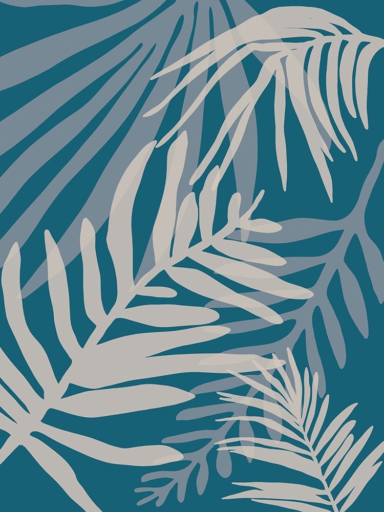 Teal and Beige Glam Leaves 2 art print by Urban Epiphany for $57.95 CAD