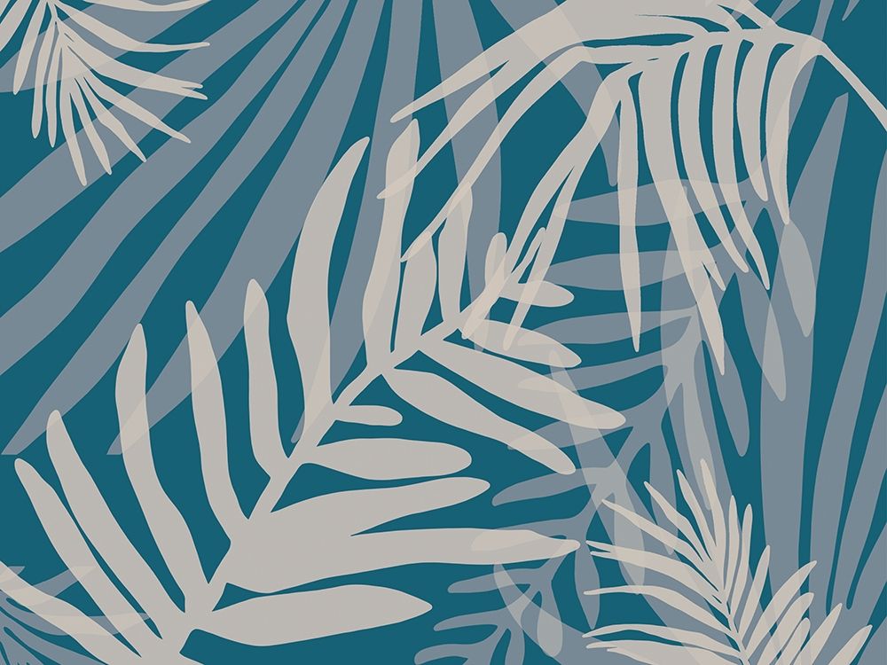 Teal and Beige Glam Leaves 3 art print by Urban Epiphany for $57.95 CAD