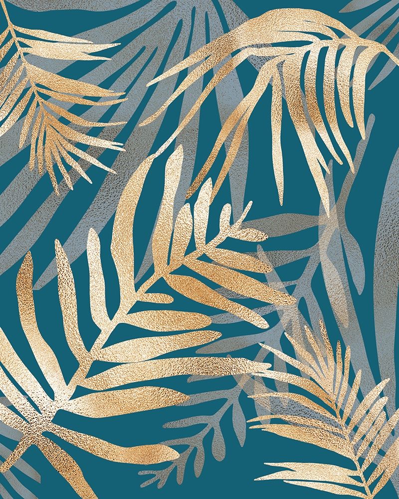 Glam Leaves Teal art print by Urban Epiphany for $57.95 CAD