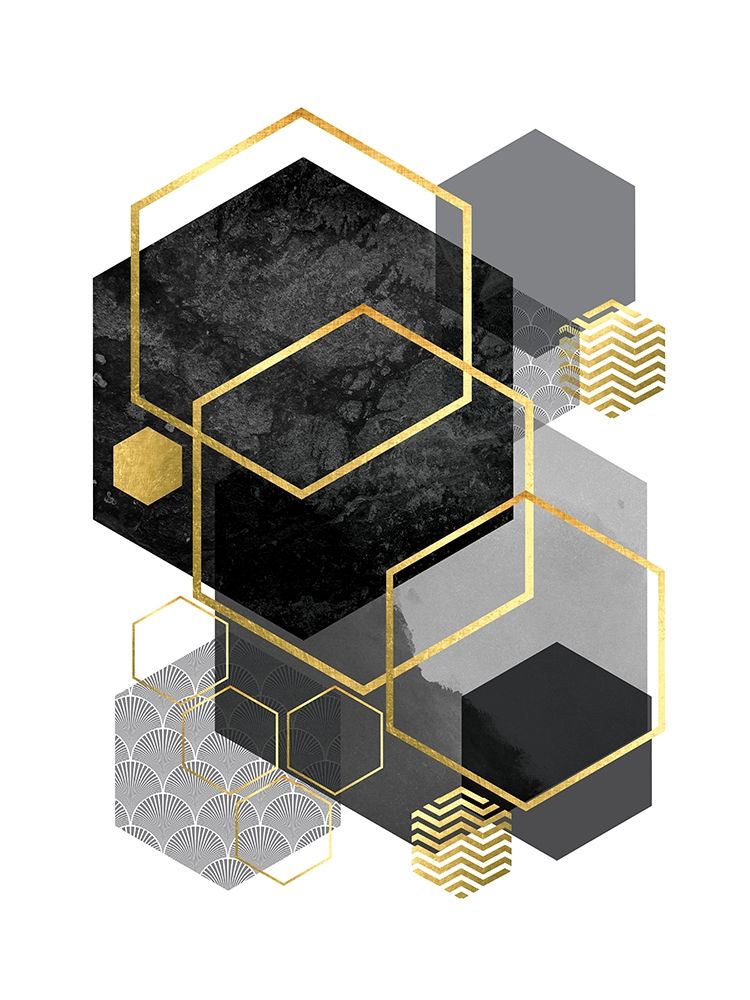 Black Grey Gold Geo 2 art print by Urban Epiphany for $57.95 CAD
