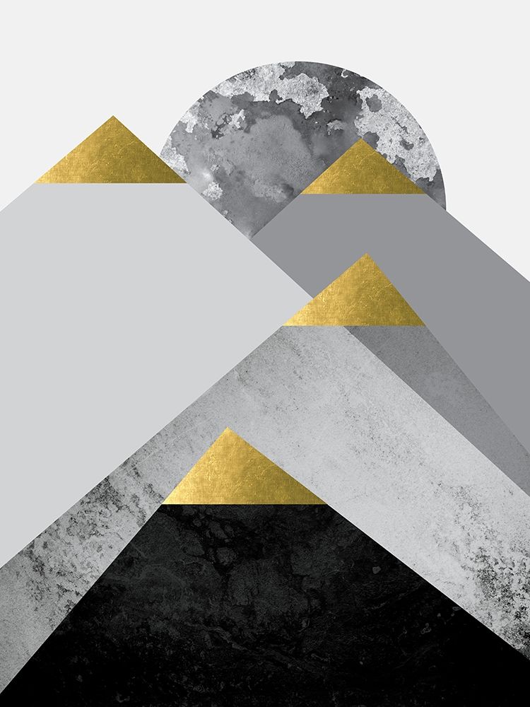 Black Grey Gold Mountains 2 art print by Urban Epiphany for $57.95 CAD