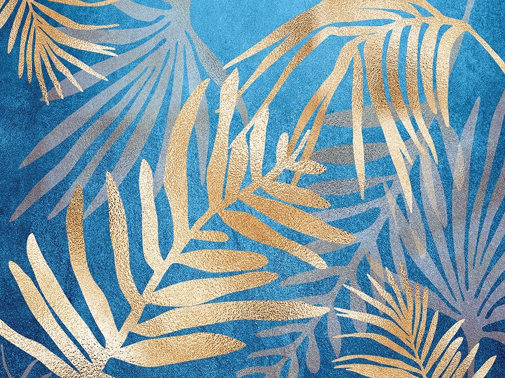 Glam Leaves Blue art print by Urban Epiphany for $57.95 CAD