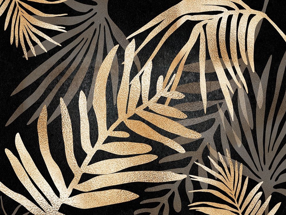 Glam Leaves Black Gold 3 art print by Urban Epiphany for $57.95 CAD