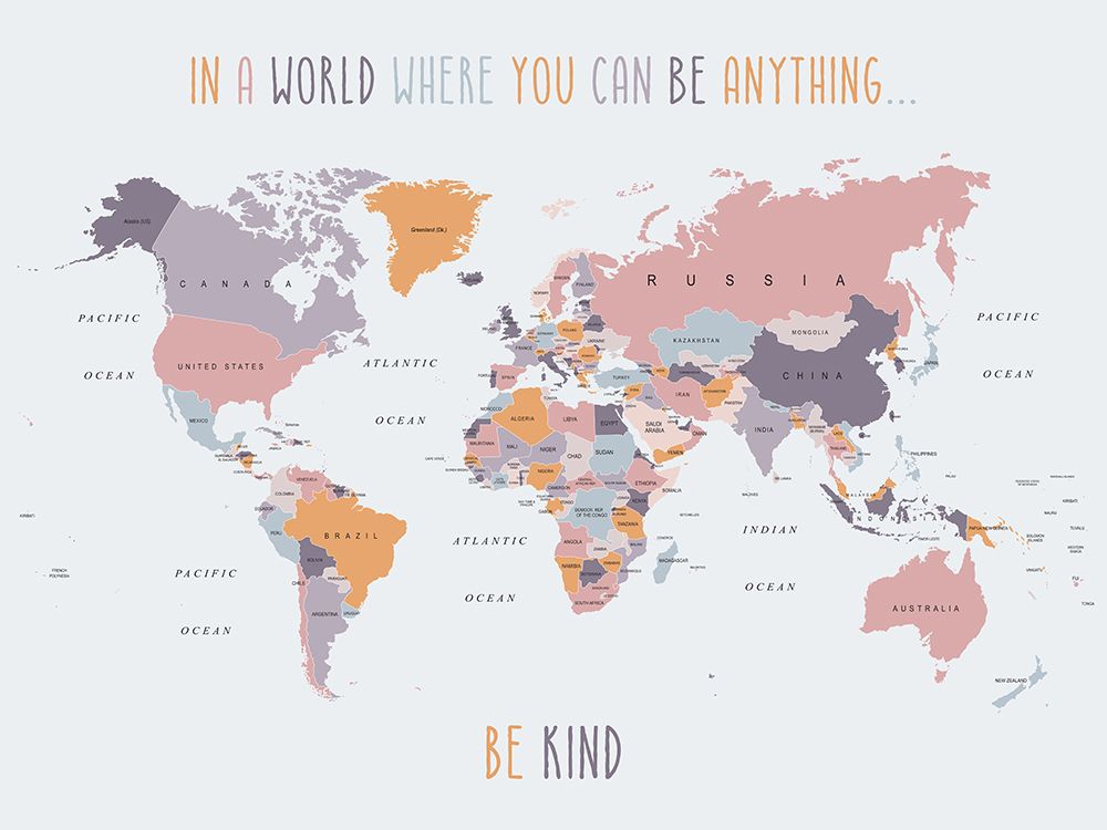 Be Kind World Map 4 art print by Urban Epiphany for $57.95 CAD