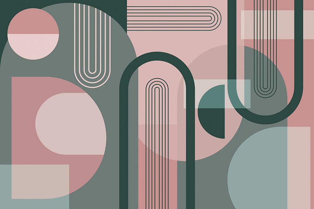 Abstract Arches Pink Green 1 art print by Urban Epiphany for $57.95 CAD
