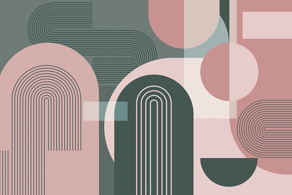 Abstract Arches Pink Green 2 art print by Urban Epiphany for $57.95 CAD