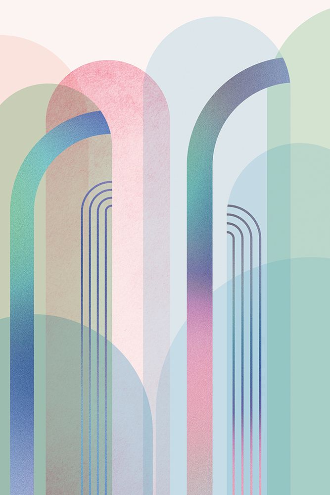Mid Century Arches Pastel Rainbows 2 art print by Urban Epiphany for $57.95 CAD