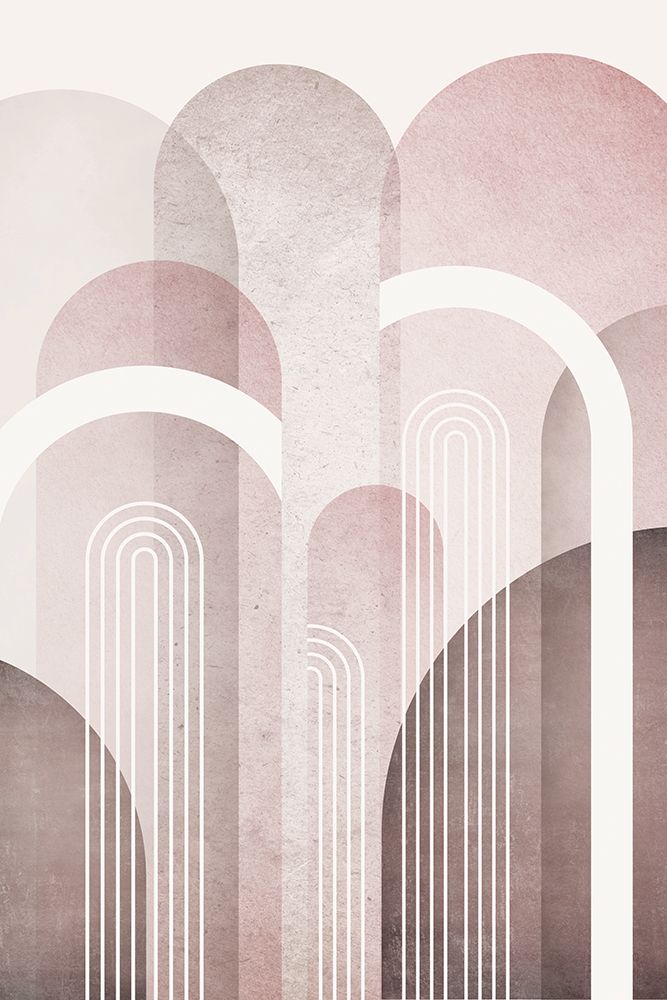 MidCentury Arches Pink Burgundy 1 art print by Urban Epiphany for $57.95 CAD