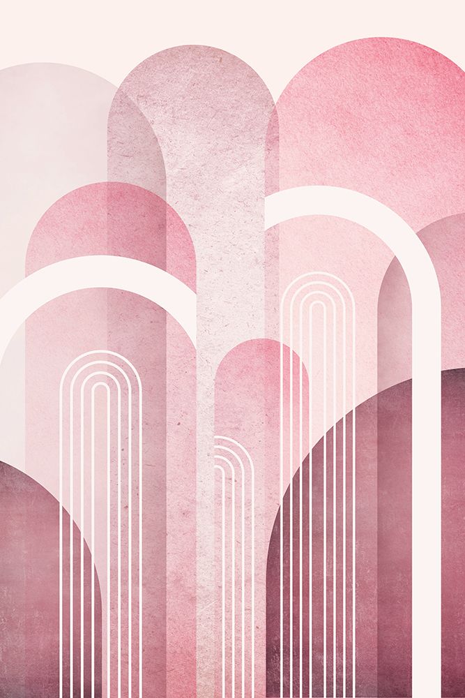Mid Century Arches Pink Burgundy 1 art print by Urban Epiphany for $57.95 CAD